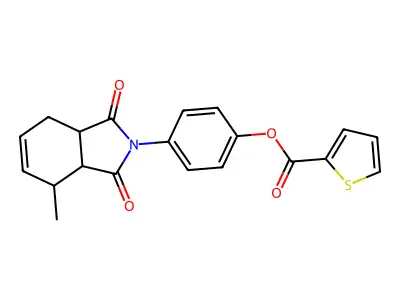 4-(4-methyl-1,3-dioxo-1,3,3a,4,7,7a-hexahydro-2H-isoindol-2-yl)phenyl thiophene-2-carboxylate structure