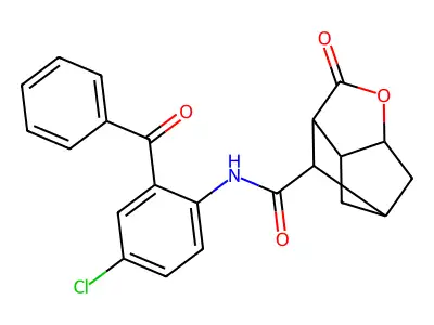 N-[4-chloro-2-(phenylcarbonyl)phenyl]-2-oxohexahydro-2H-3,5-methanocyclopenta[b]furan-7-carboxamide structure
