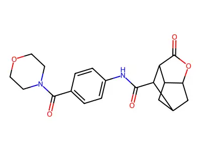 N-[4-(morpholin-4-ylcarbonyl)phenyl]-2-oxohexahydro-2H-3,5-methanocyclopenta[b]furan-7-carboxamide structure