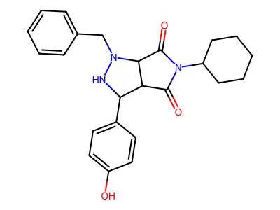 1-benzyl-5-cyclohexyl-3-(4-hydroxyphenyl)tetrahydropyrrolo[3,4-c]pyrazole-4,6(1H,5H)-dione structure