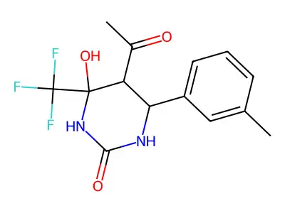 5-Acetyl-4-hydroxy-6-(3-methylphenyl)-4-(trifluoromethyl)-1,3-diazinan-2-one structure