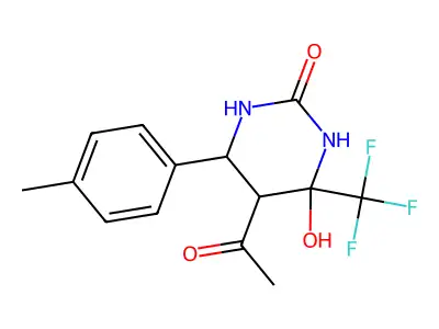 5-Acetyl-4-hydroxy-6-(4-methylphenyl)-4-(trifluoromethyl)-1,3-diazinan-2-one structure