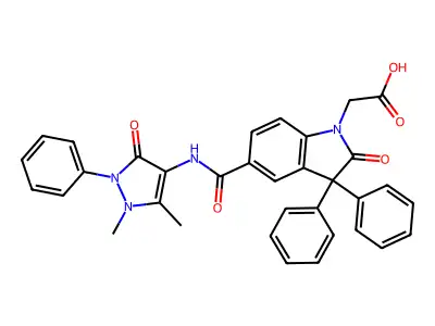 5-(4-Antipyrylaminocarbonyl)-2-oxoindoline-1-acetic acid structure