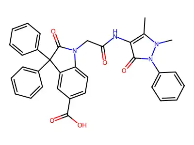 3,3-Diphenyl-4-ethoxy-oxoindoline-1-acet-4-antipyrylamide structure