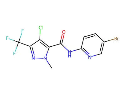 N-(5-bromopyridin-2-yl)-4-chloro-2-methyl-5-(trifluoromethyl)pyrazole-3-carboxamide structure