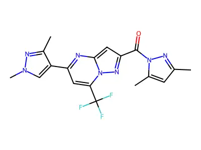 (3,5-dimethyl-1H-pyrazol-1-yl)[5-(1,3-dimethyl-1H-pyrazol-4-yl)-7-(trifluoromethyl)pyrazolo[1,5-a]pyrimidin-2-yl]methanone structure
