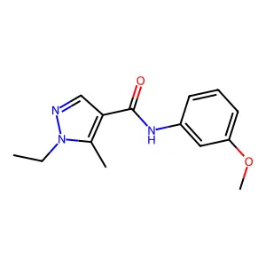 1-ethyl-N-(3-methoxyphenyl)-5-methyl-1H-pyrazole-4-carboxamide structure