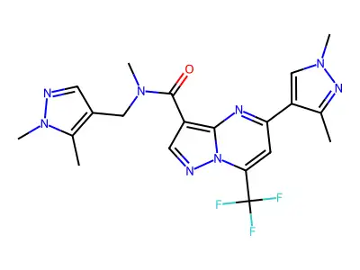 5-(1,3-dimethylpyrazol-4-yl)-N-[(1,5-dimethylpyrazol-4-yl)methyl]-N-methyl-7-(trifluoromethyl)pyrazolo[1,5-a]pyrimidine-3-carboxamide structure