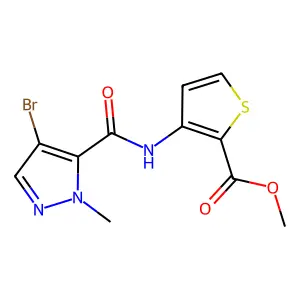 methyl 3-{[(4-bromo-1-methyl-1H-pyrazol-5-yl)carbonyl]amino}-2-thiophenecarboxylate structure