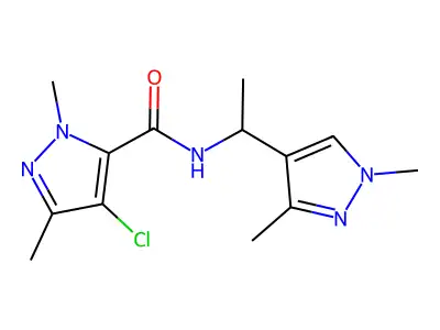 4-chloro-N-[1-(1,3-dimethyl-1H-pyrazol-4-yl)ethyl]-1,3-dimethyl-1H-pyrazole-5-carboxamide structure