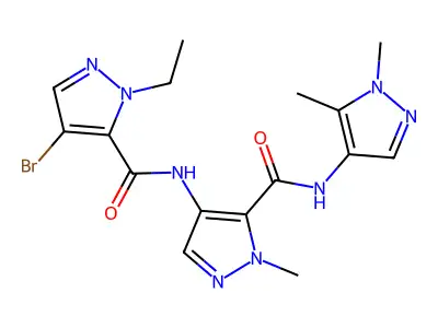 4-[(4-bromo-2-ethylpyrazole-3-carbonyl)amino]-N-(1,5-dimethylpyrazol-4-yl)-2-methylpyrazole-3-carboxamide structure