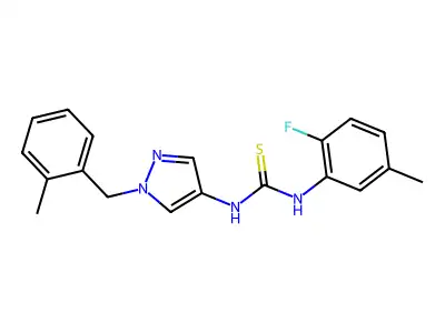 1-(2-Fluoro-5-methylphenyl)-3-[1-[(2-methylphenyl)methyl]pyrazol-4-yl]thiourea structure