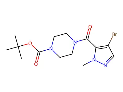 tert-Butyl 4-(4-bromo-1-methyl-1H-pyrazole-5-carbonyl)piperazine-1-carboxylate structure