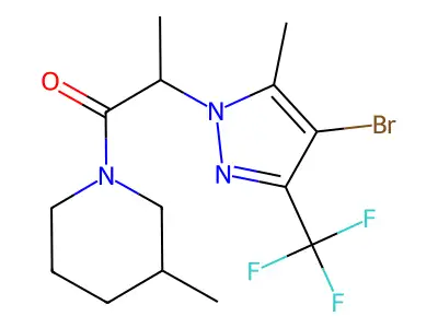 2-[4-bromo-5-methyl-3-(trifluoromethyl)pyrazol-1-yl]-1-(3-methylpiperidin-1-yl)propan-1-one structure