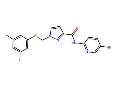 N-(5-bromopyridin-2-yl)-1-[(3,5-dimethylphenoxy)methyl]pyrazole-3-carboxamide structure