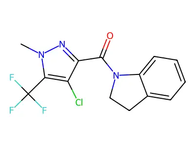 [4-chloro-1-methyl-5-(trifluoromethyl)pyrazol-3-yl]-(2,3-dihydroindol-1-yl)methanone structure