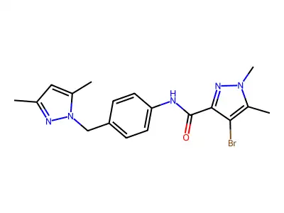 4-bromo-N-[4-[(3,5-dimethylpyrazol-1-yl)methyl]phenyl]-1,5-dimethylpyrazole-3-carboxamide structure