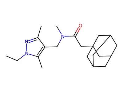 2-(1-adamantyl)-N-[(1-ethyl-3,5-dimethylpyrazol-4-yl)methyl]-N-methylacetamide structure