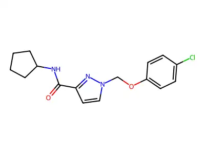 1-[(4-chlorophenoxy)methyl]-N-cyclopentylpyrazole-3-carboxamide structure
