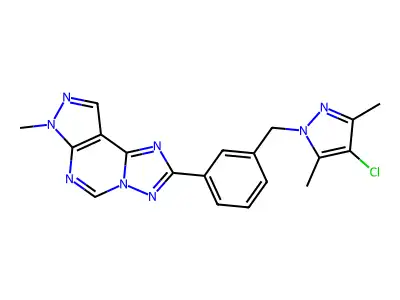 2-{3-[(4-chloro-3,5-dimethyl-1H-pyrazol-1-yl)methyl]phenyl}-7-methyl-7H-pyrazolo[4,3-e][1,2,4]triazolo[1,5-c]pyrimidine structure
