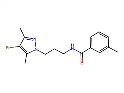 N-[3-(4-bromo-3,5-dimethylpyrazol-1-yl)propyl]-3-methylbenzamide structure