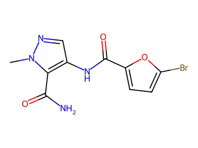 4-[(5-Bromofuran-2-carbonyl)amino]-2-methylpyrazole-3-carboxamide structure