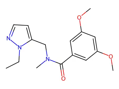 N-[(2-ethylpyrazol-3-yl)methyl]-3,5-dimethoxy-N-methylbenzamide structure