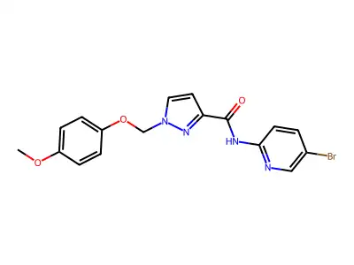 N-(5-bromopyridin-2-yl)-1-[(4-methoxyphenoxy)methyl]pyrazole-3-carboxamide structure
