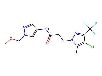 3-[4-chloro-5-methyl-3-(trifluoromethyl)pyrazol-1-yl]-N-[1-(methoxymethyl)pyrazol-4-yl]propanamide structure