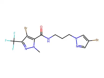 4-bromo-N-[3-(4-bromopyrazol-1-yl)propyl]-2-methyl-5-(trifluoromethyl)pyrazole-3-carboxamide structure