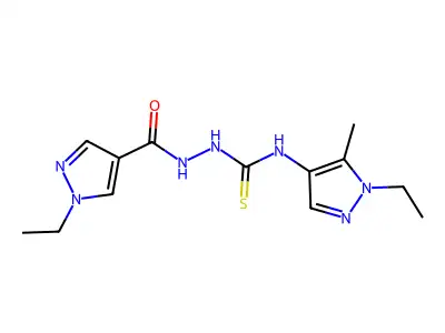 1-(1-Ethyl-5-methylpyrazol-4-yl)-3-[(1-ethylpyrazole-4-carbonyl)amino]thiourea structure