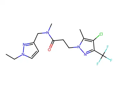 4-Chloro-N-[(1-ethyl-1H-pyrazol-3-yl)methyl]-N,5-dimethyl-3-(trifluoromethyl)-1H-pyrazole-1-propanamide structure