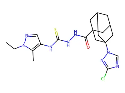 1-[[3-(3-chloro-1,2,4-triazol-1-yl)adamantane-1-carbonyl]amino]-3-(1-ethyl-5-methylpyrazol-4-yl)thiourea structure