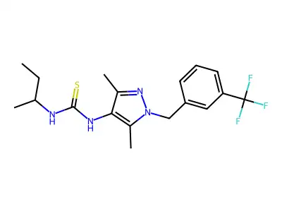 1-butan-2-yl-3-[3,5-dimethyl-1-[[3-(trifluoromethyl)phenyl]methyl]pyrazol-4-yl]thiourea structure