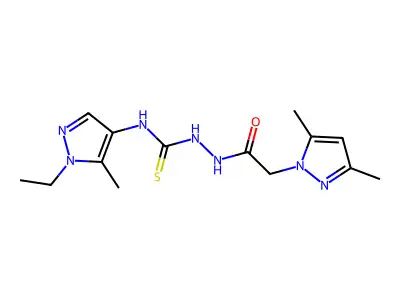 1-[[2-(3,5-dimethylpyrazol-1-yl)acetyl]amino]-3-(1-ethyl-5-methylpyrazol-4-yl)thiourea structure
