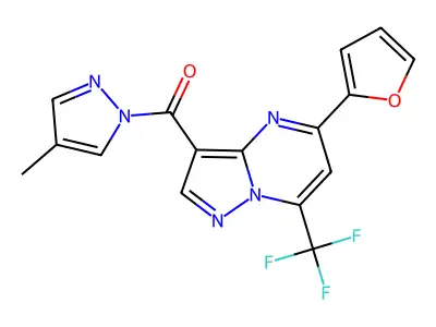 [5-(furan-2-yl)-7-(trifluoromethyl)pyrazolo[1,5-a]pyrimidin-3-yl]-(4-methylpyrazol-1-yl)methanone structure