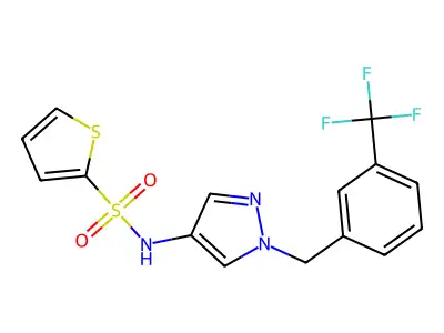 N-[1-[[3-(trifluoromethyl)phenyl]methyl]pyrazol-4-yl]thiophene-2-sulfonamide structure