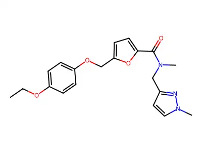 5-[(4-ethoxyphenoxy)methyl]-N-methyl-N-[(1-methylpyrazol-3-yl)methyl]furan-2-carboxamide structure