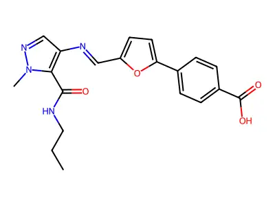 4-[5-[[1-methyl-5-(propylcarbamoyl)pyrazol-4-yl]iminomethyl]-2-furyl]benzoic Acid structure