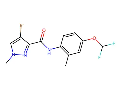 4-bromo-N-[4-(difluoromethoxy)-2-methylphenyl]-1-methylpyrazole-3-carboxamide structure