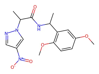 N-[1-(2,5-dimethoxyphenyl)ethyl]-2-(4-nitropyrazol-1-yl)propanamide structure