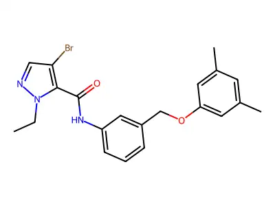 4-bromo-N-{3-[(3,5-dimethylphenoxy)methyl]phenyl}-1-ethyl-1H-pyrazole-5-carboxamide structure