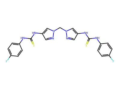 1-(4-fluorophenyl)-3-[1-[[4-[(4-fluorophenyl)carbamothioylamino]pyrazol-1-yl]methyl]pyrazol-4-yl]thiourea structure