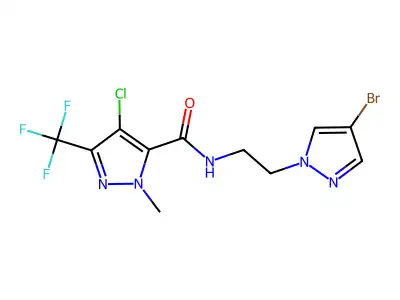 N-[2-(4-bromopyrazol-1-yl)ethyl]-4-chloro-2-methyl-5-(trifluoromethyl)pyrazole-3-carboxamide structure