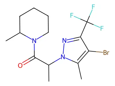 2-[4-bromo-5-methyl-3-(trifluoromethyl)-1H-pyrazol-1-yl]-1-(2-methylpiperidin-1-yl)propan-1-one structure