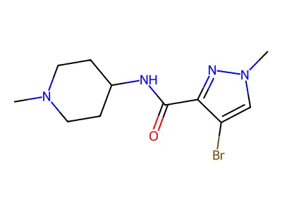 4-Bromo-1-methyl-N-(1-methyl-4-piperidinyl)-1H-pyrazole-3-carboxamide structure