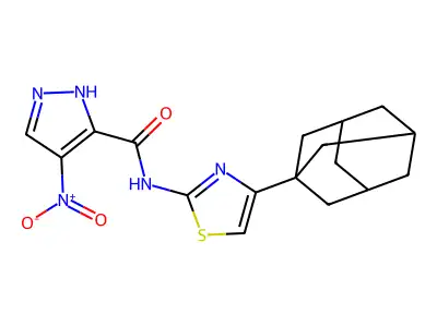 N-[4-(1-adamantyl)-1,3-thiazol-2-yl]-4-nitro-1H-pyrazole-5-carboxamide structure