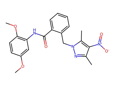 N-(2,5-dimethoxyphenyl)-2-[(3,5-dimethyl-4-nitropyrazol-1-yl)methyl]benzamide structure