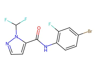 N-(4-bromo-2-fluorophenyl)-2-(difluoromethyl)pyrazole-3-carboxamide structure