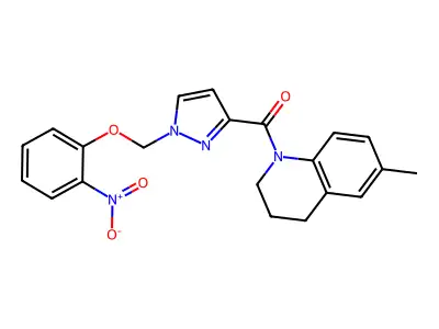 (6-methyl-3,4-dihydro-2H-quinolin-1-yl)-[1-[(2-nitrophenoxy)methyl]pyrazol-3-yl]methanone structure